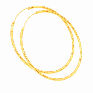 简约沙金耳环满天星大圆圈夸张饰品女铜镀金假黄金耳圈保色防过敏