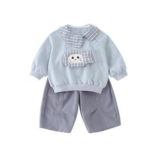 贝肽斯婴儿分体套装男女宝宝洋气休闲衣服儿童春秋新款Polo衫裤子
