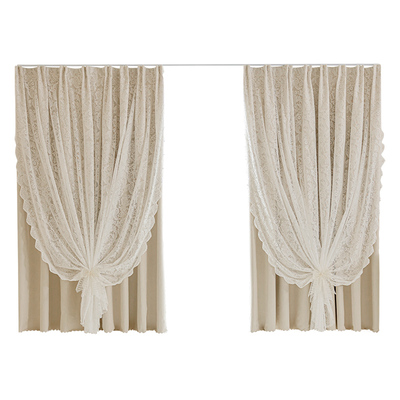 免打孔法式窗帘2025新款卧室飘窗