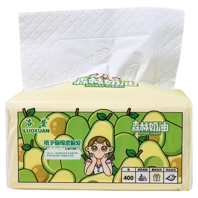 洛萱抽纸森林奶油400张2提20包