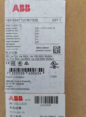 议价PSE72-600-70 全新ABB软启动器 1SFA897107R70000 请询价