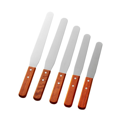 不锈钢蛋糕抹刀奶油抹平刀刮刀脱模刀4/6/8/10寸直柄曲柄蛋糕工具