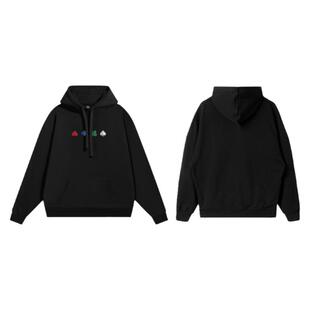 布懒【毒王同款】四花刺绣连帽卫衣男潮德扑衣服春秋季圆领长袖