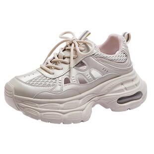 骆驼女鞋2026夏季新款老爹鞋女镂空透气凉鞋厚底百搭户外运动鞋子