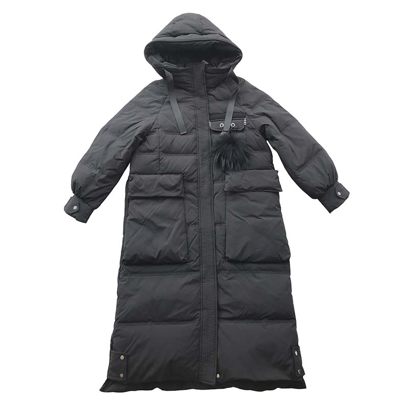 摩多伽格休闲长款连帽羽绒服