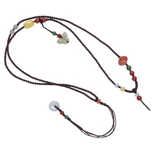 花素多宝吊坠绳毛衣链项链绳蜜蜡翡翠和田玉黄金精编挂绳手工编绳