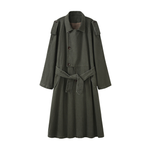 VAPOURBLUE原创复古做旧质感水洗长风衣廓形气质男女风衣外套