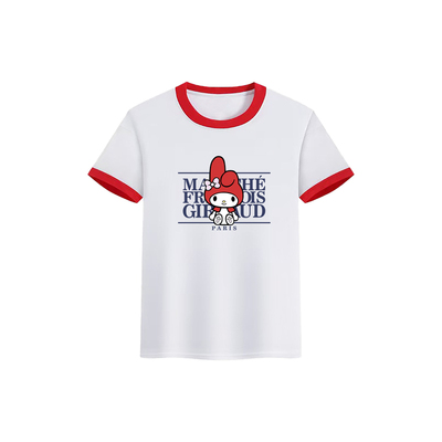 韩国Marithe夏季新款儿童T-Shirt美乐蒂联名拼袖撞色圆领纯棉短袖