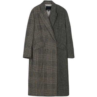 谜底长款毛呢大衣女2023冬新款复古通勤西装领呢子外套239MD7309