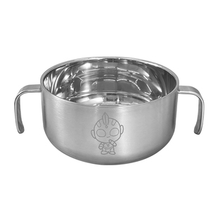 甄义堂奥凸曼316不锈钢儿童碗带盖防烫宝宝辅食餐具防摔双耳饭碗