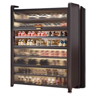 家用鞋架多层家用玄关鞋柜防尘大容量收纳柜入户上翻门一体碳钢柜