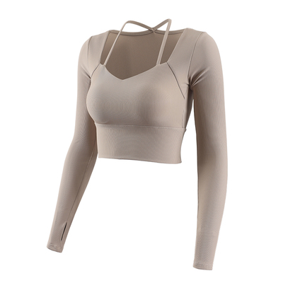 Ackdcs带胸垫瑜伽服女长袖健身服