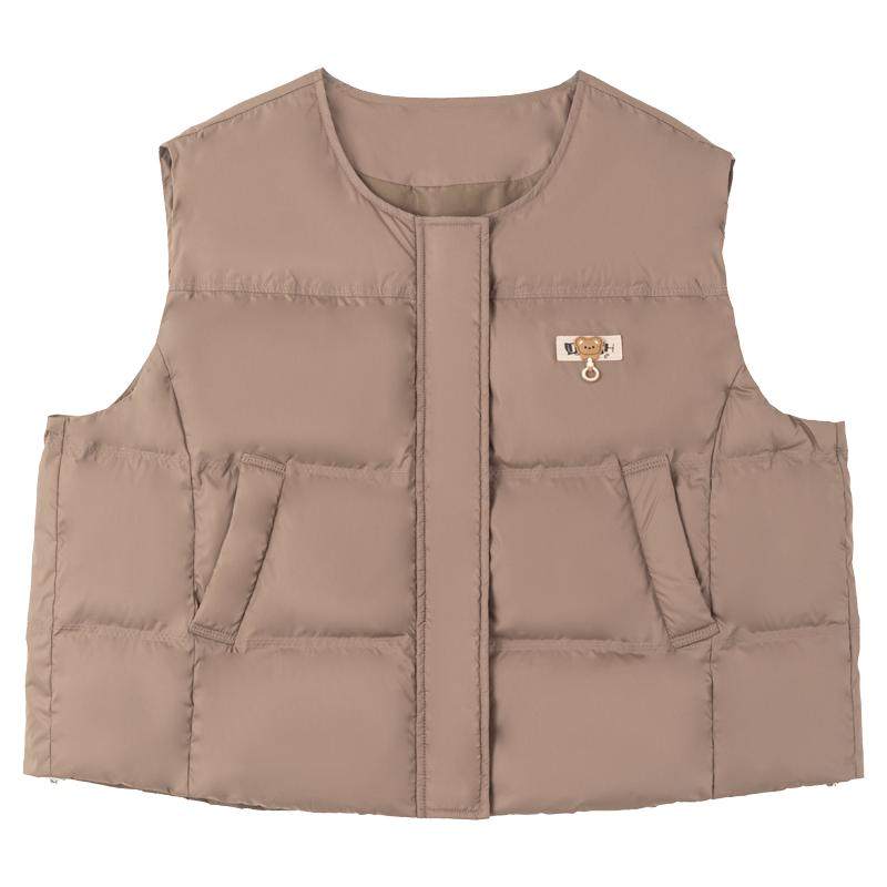 KEIKO简约圆领加厚棉服马甲背心