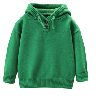 男童毛衣2026新款儿童秋冬春装上衣宝宝连帽男孩针织衫卫衣帅气潮