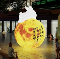 3-метровый бегущий кролик по луне+свет+вентилятор