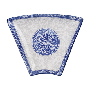 盘子家用菜盘扇形拼盘餐具组合复古青花瓷陶瓷盘子餐盘套装配砂锅