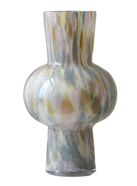 高级感玻璃花瓶中古摆件插花复古设计感小众创意芍药大口径高花器