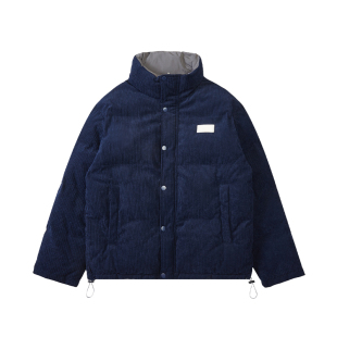 韦恩泽维尔大码双面穿棉服男加厚保暖冬季宽松立领灯芯绒棉衣8439