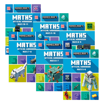 英文原版 Minecraft Maths Ages 5-6-7-8-9-10-11 Official Workbook 我的世界官方数学练习册5-11岁6册 英文版 进口英语原版书籍