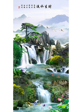 风景入户玄关竖版挂画走廊壁画