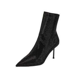 思加图新款气质时装靴显瘦弹力靴中靴高跟鞋优雅女靴H8025DZ5