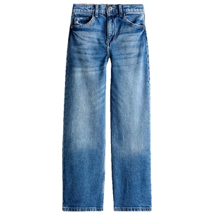 HM童装儿童女童牛仔裤冬季潮流高腰水洗阔腿牛仔裤1165482