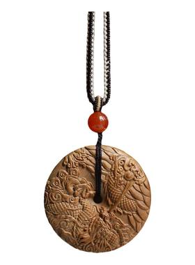 檀香木龙凤项链吊坠男女饰品