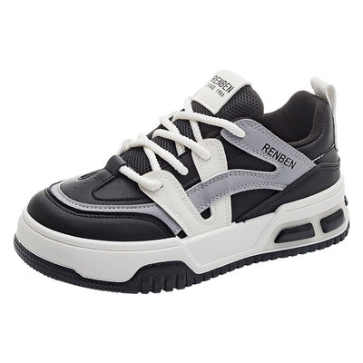 人本黑白熊猫板鞋超火百搭休闲鞋