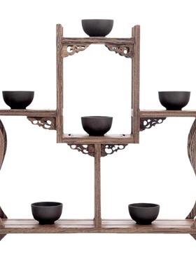 紫砂壶博古架鸡翅木底座