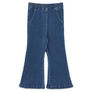 幼悠童装女童牛仔裤夏季儿童修身喇叭裤2026新款软弹耐磨女孩裤子