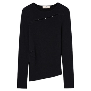 【商场同款】HPLY荷比俪2026春新款绵羊毛圆领设计感长袖羊毛衫