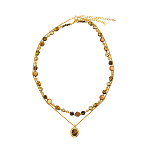 「落日熔金」美拉德复古小众精致项链女百搭串珠颈链秋冬新款轻奢