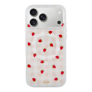 现货Sonix草莓方格布适用苹果17ProMax磁吸手机壳iPhone17pro时尚潮牌小众高级感清新格纹防摔全包保护套16pm