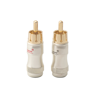 蛇王莲花母纯铜镀金插头莲花头RCA头音频线延长母头焊接头AV插头