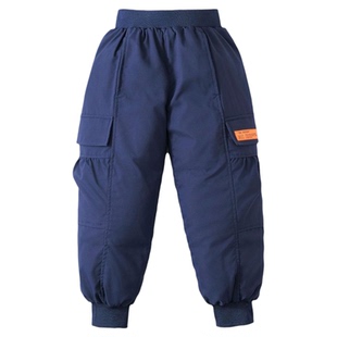 东北哈尔滨旅游防寒儿童羽绒裤加绒加厚保暖男女童防风防水工装裤