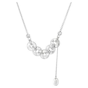 足银s999.9纯银碎冰冰五帝钱币项链女龙鳞片爆闪锁骨链高级感套链