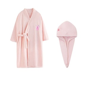 浴袍女吸水速干浴巾可穿秋冬加厚浴裙男士睡袍式洗澡浴衣2025粉色