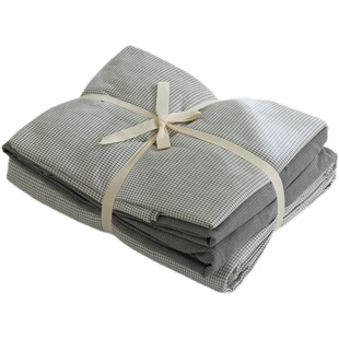 日式民宿春夏纯棉棉星羽皱全棉星雨皱色织提花良品同款床笠四件套