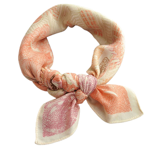 棉麻小方巾丝巾女红色腰果花小围巾2025新款百搭护颈小领巾高级感