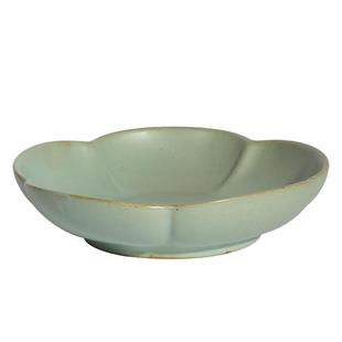 日式创意花瓣盘景德镇复古陶瓷小盘子家用菜碟绿色茶点甜品点心盘