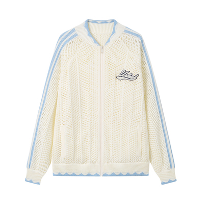 有兰美式复古运动网眼开衫