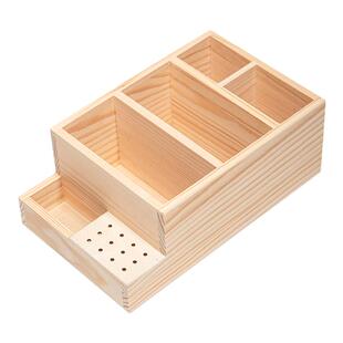 日式原木美甲工具收纳盒桌面棉片笔刷网红新款功能胶收纳专用盒子