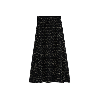 小禾【夜花园】星空波点复古小碎花雪纺清爽波浪褶遮胯鱼尾半裙