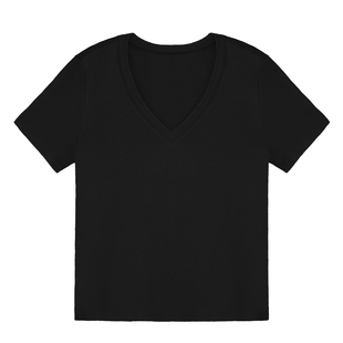 pusumede 基础款v领短袖t恤女韩版百搭宽松显瘦百搭纯色正肩上衣