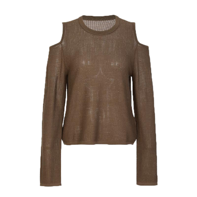 婉甸秋季日常上班苔绿色镂空毛织套头衫上装1233W09RS2