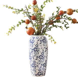 新中式青花瓷陶瓷花瓶摆件复古高级感客厅插花水养鲜花绿植装饰品
