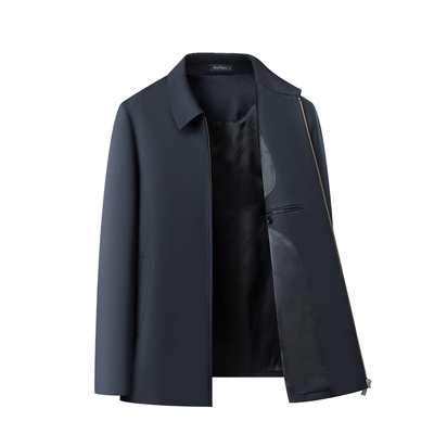 皮尔卡丹精纺羊毛桑蚕丝行政夹克