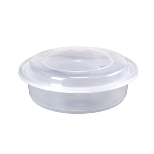 美式450ml圆形一次性餐盒带有孔凸盖1000ml圆碗盖浇饭外卖打包盒