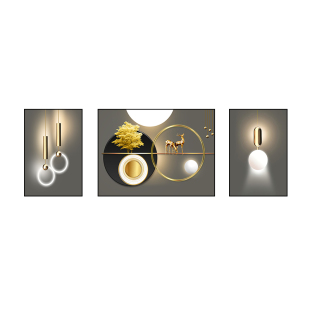 现代轻奢客厅装饰画简约沙发背景墙挂画高级感三联画北欧风格壁画