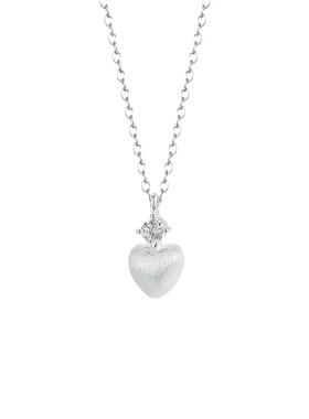 s925纯银韩版磨砂拉丝爱心项链女甜美高级感锆石锁骨链简约小众潮